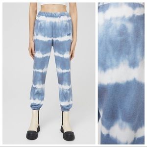 NWT. Pull & Bear Blue Striped Tie-Dye Sweatpants. Size M.